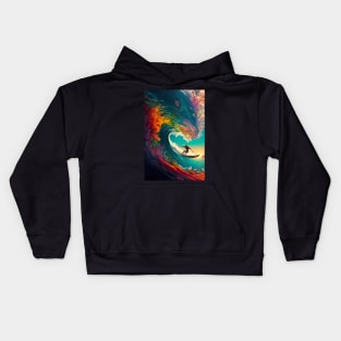 Abstract Surfer Coral Wave Kids Hoodie